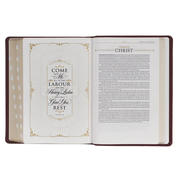 Saddle Tan Full-Grain Leather King James Version Study Bible with Thumb Index