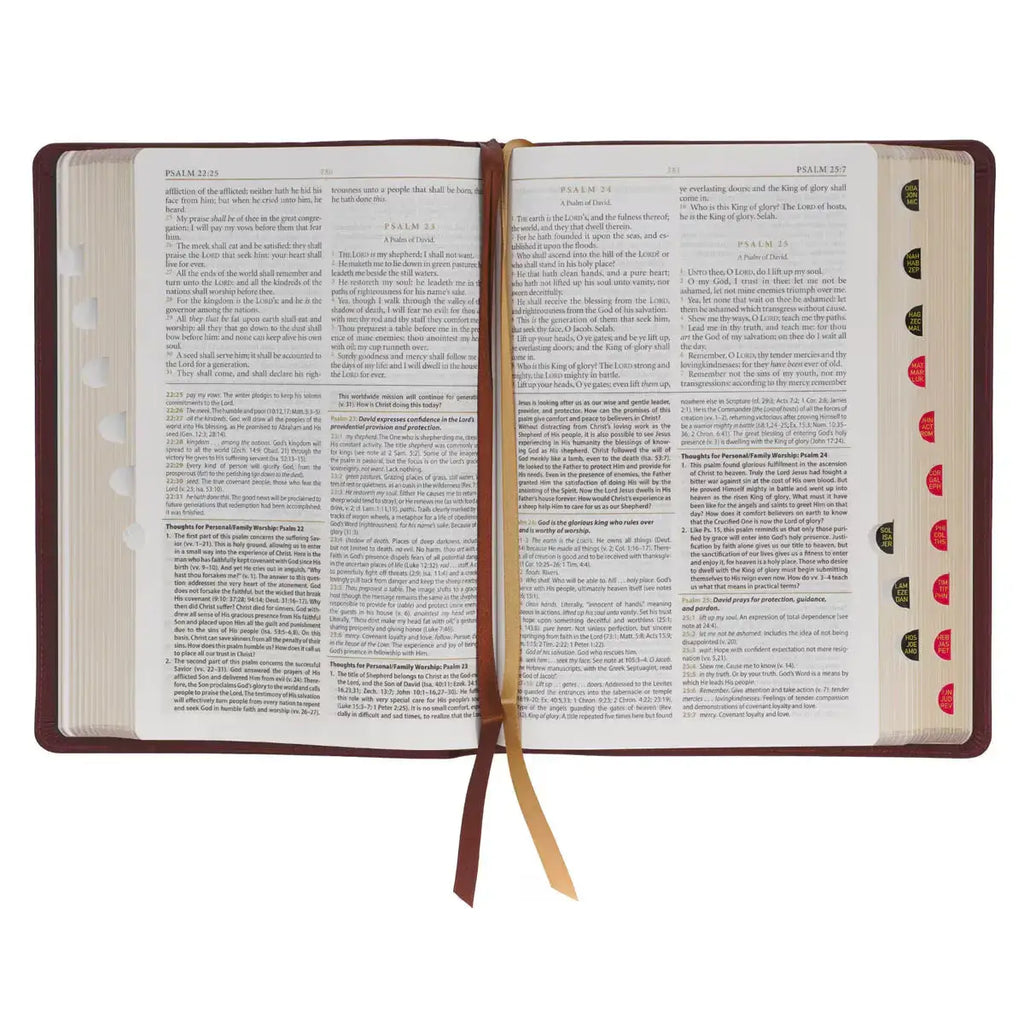 Saddle Tan Full-Grain Leather King James Version Study Bible with Thumb Index