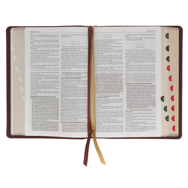 Saddle Tan Full-Grain Leather King James Version Study Bible with Thumb Index