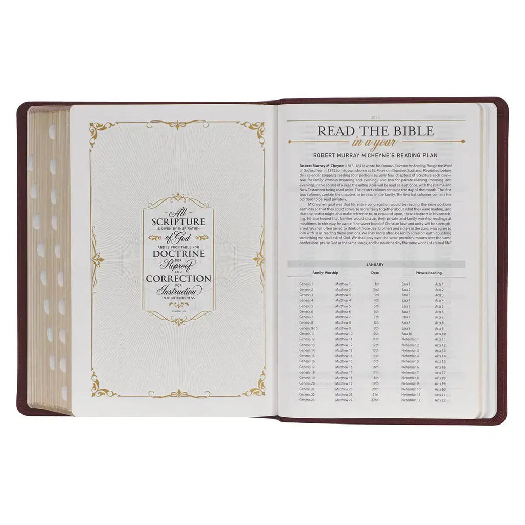 Saddle Tan Full-Grain Leather King James Version Study Bible with Thumb Index