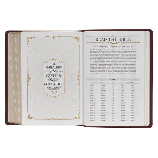 Saddle Tan Full-Grain Leather King James Version Study Bible with Thumb Index
