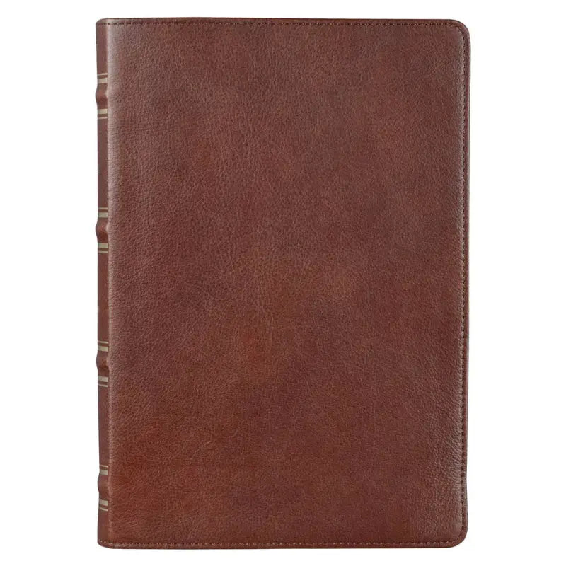 Saddle Tan Full-Grain Leather Giant Print Full-size King James Version Bible with Thumb Indexing Main image