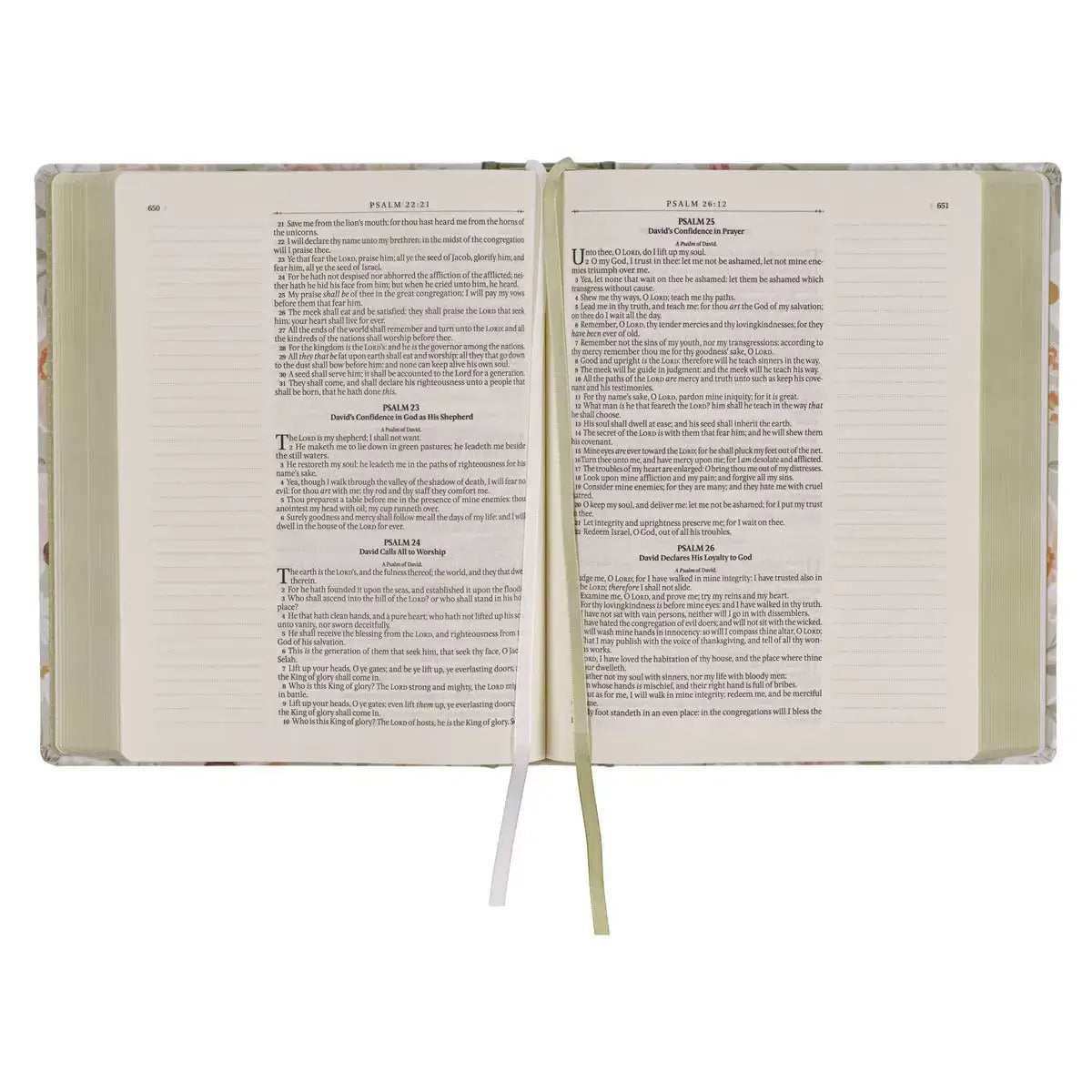 Sage Green Floral Hardcover Amelia Collection Large Print King James Version Note-taking Bible - Luke 22:42