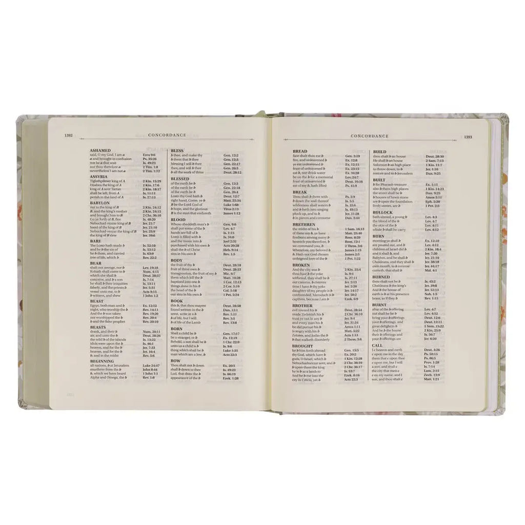 Sage Green Floral Hardcover Amelia Collection Large Print King James Version Note-taking Bible - Luke 22:42