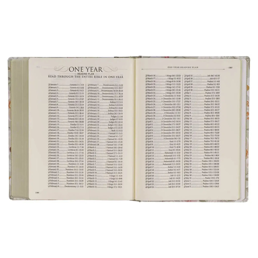 Sage Green Floral Hardcover Amelia Collection Large Print King James Version Note-taking Bible - Luke 22:42