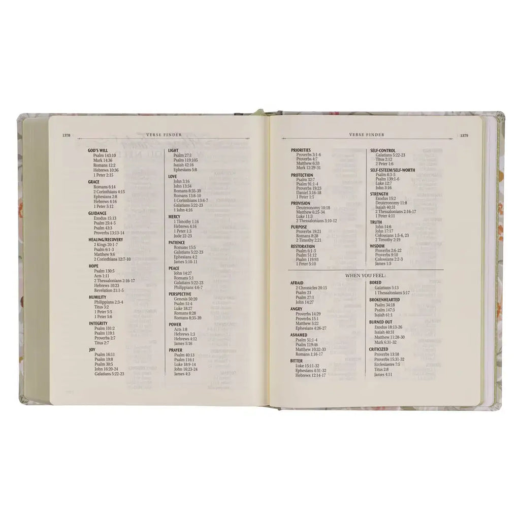 Sage Green Floral Hardcover Amelia Collection Large Print King James Version Note-taking Bible - Luke 22:42