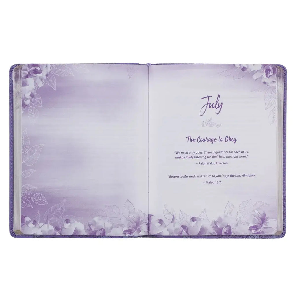 Strong & Courageous Purple Faux Leather Devotional