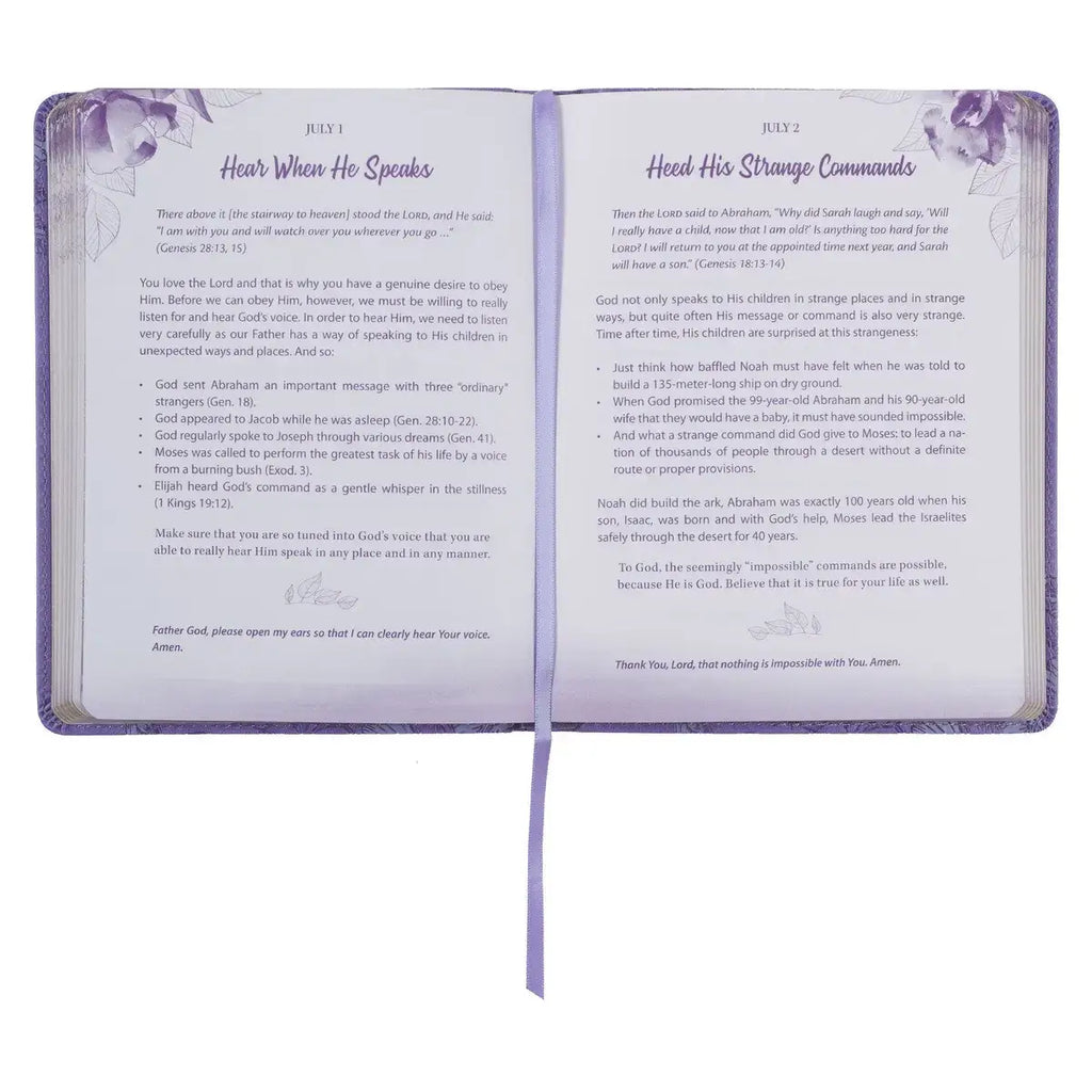Strong & Courageous Purple Faux Leather Devotional