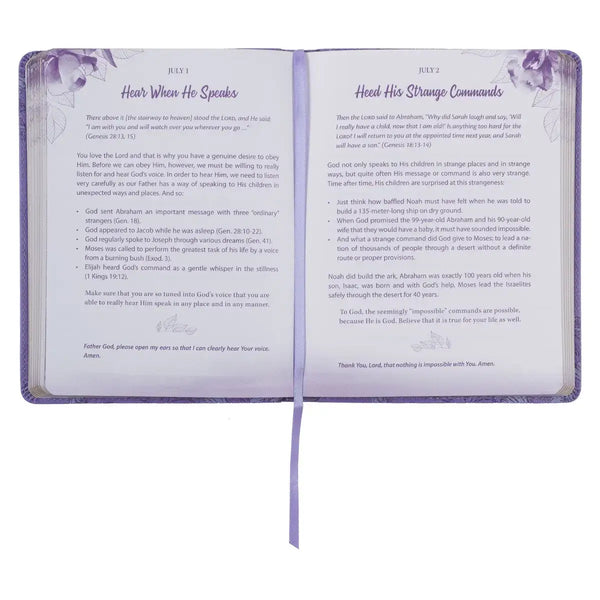 Strong & Courageous Purple Faux Leather Devotional