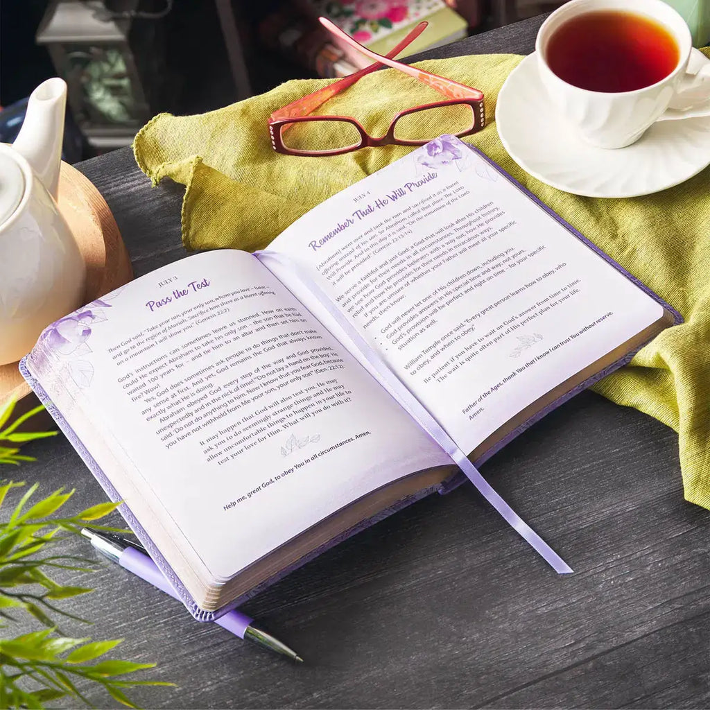 Strong & Courageous Purple Faux Leather Devotional