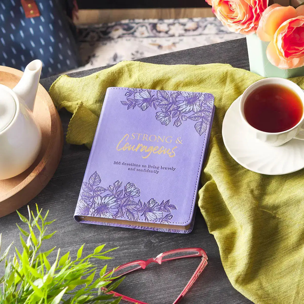 Strong & Courageous Purple Faux Leather Devotional
