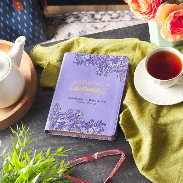 Strong & Courageous Purple Faux Leather Devotional