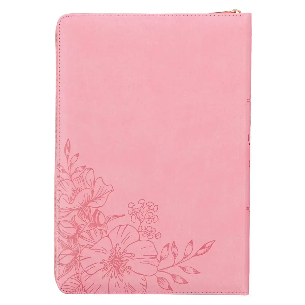 Sunrise Pink Faux Leather Large Print Thinline King James Version Bible with Zippered Closure & Thumb Index