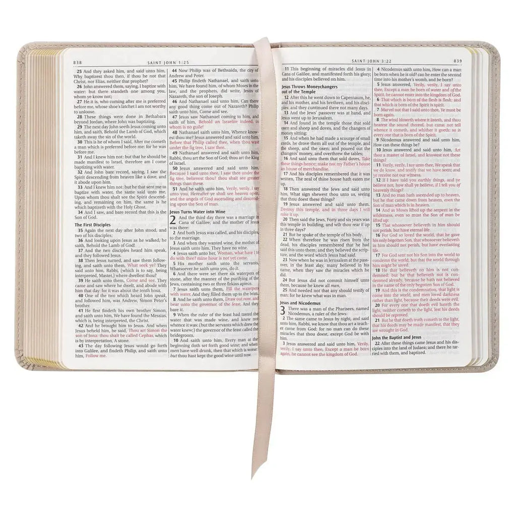 Taupe Bouquet Faux Leather Compact King James Version Bible