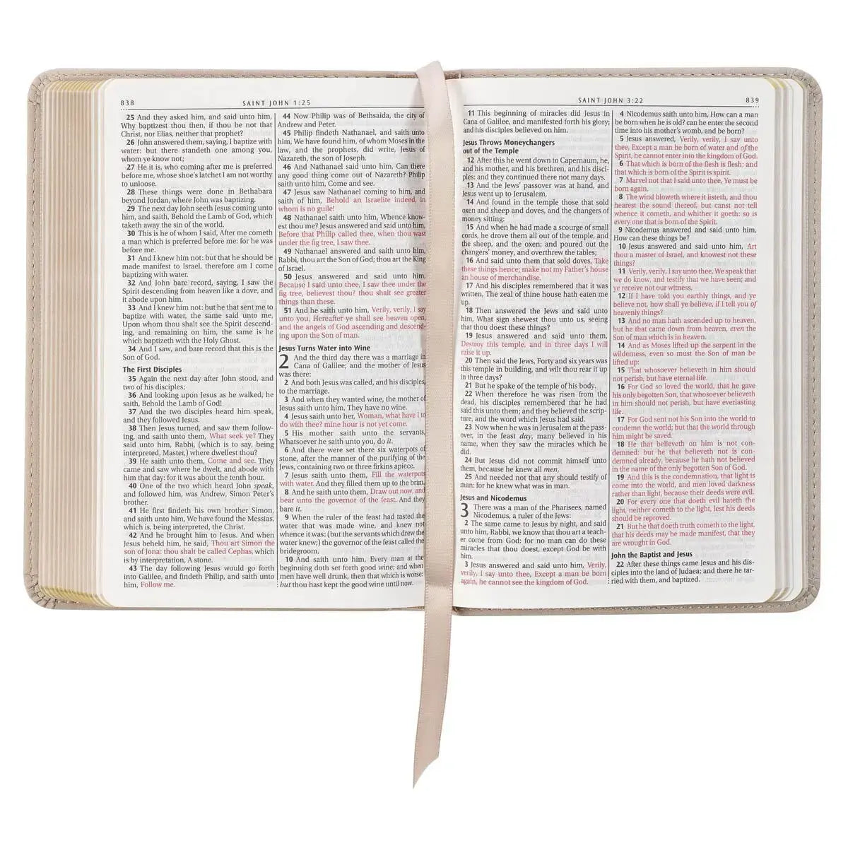 Taupe Bouquet Faux Leather Compact King James Version Bible