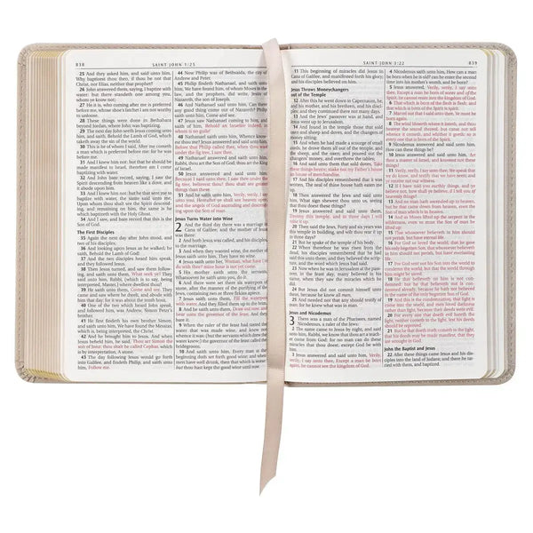 Taupe Bouquet Faux Leather Compact King James Version Bible