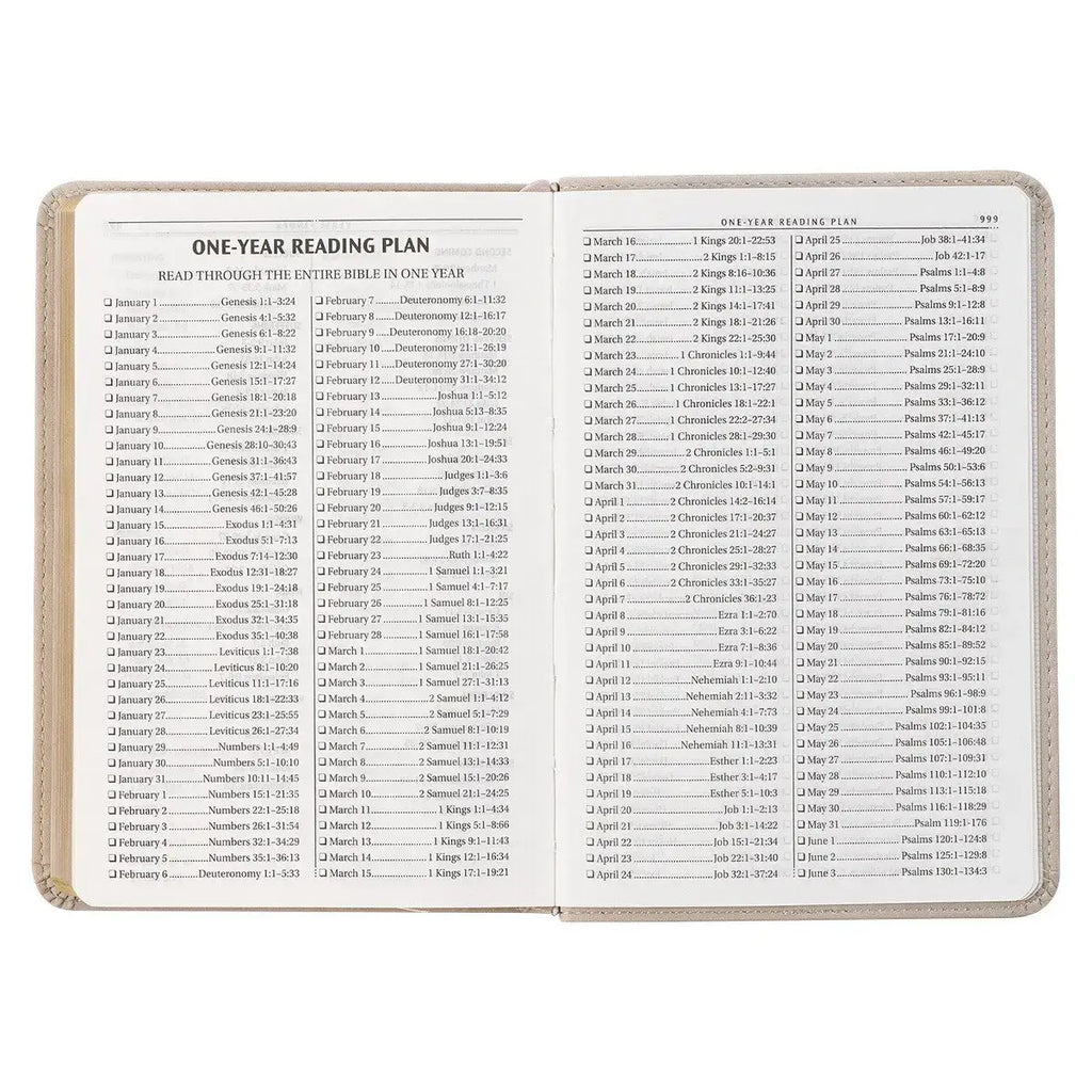 Taupe Bouquet Faux Leather Compact King James Version Bible
