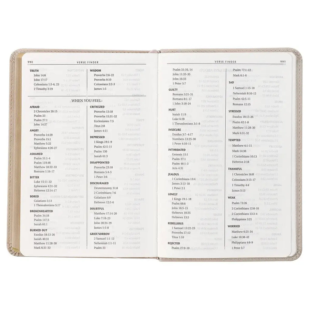 Taupe Bouquet Faux Leather Compact King James Version Bible