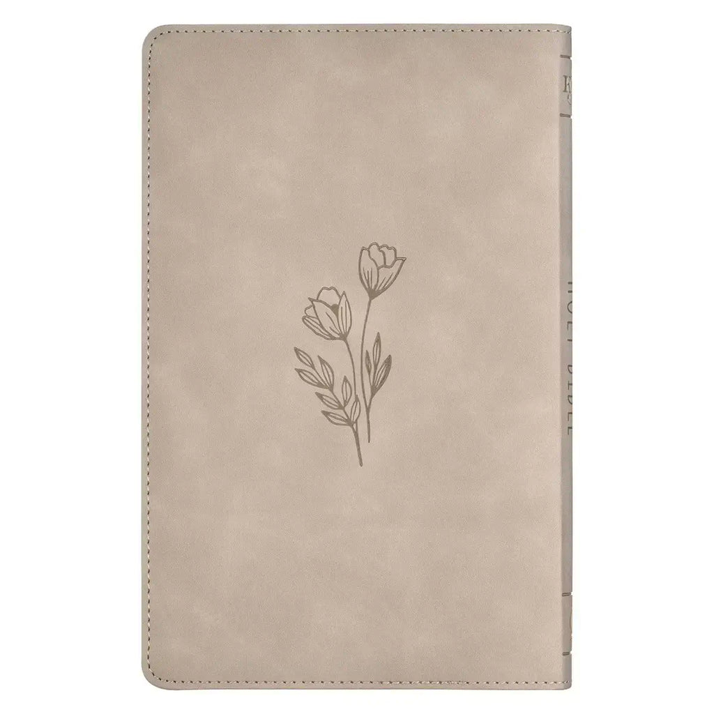 Taupe Floral Faux Leather King James Version Gift Edition Bible