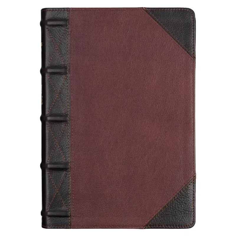 Tawny & Dark Brown Full Grain Leather Giant Print King James Version Bible with Thumb Index