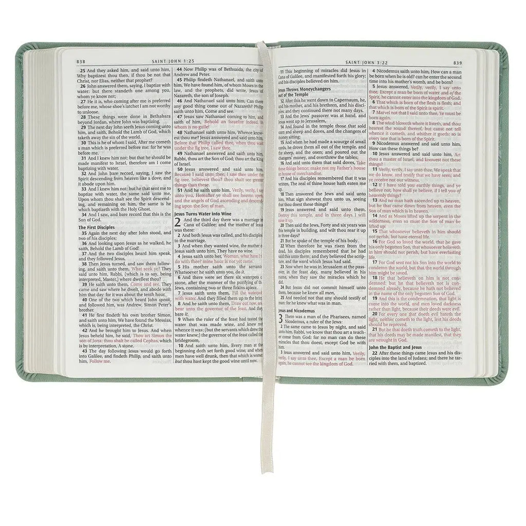 Teal Bloom Faux Leather Compact King James Version Bible