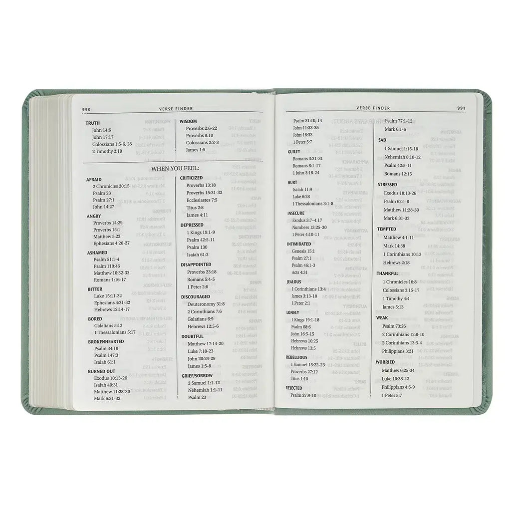 Teal Bloom Faux Leather Compact King James Version Bible