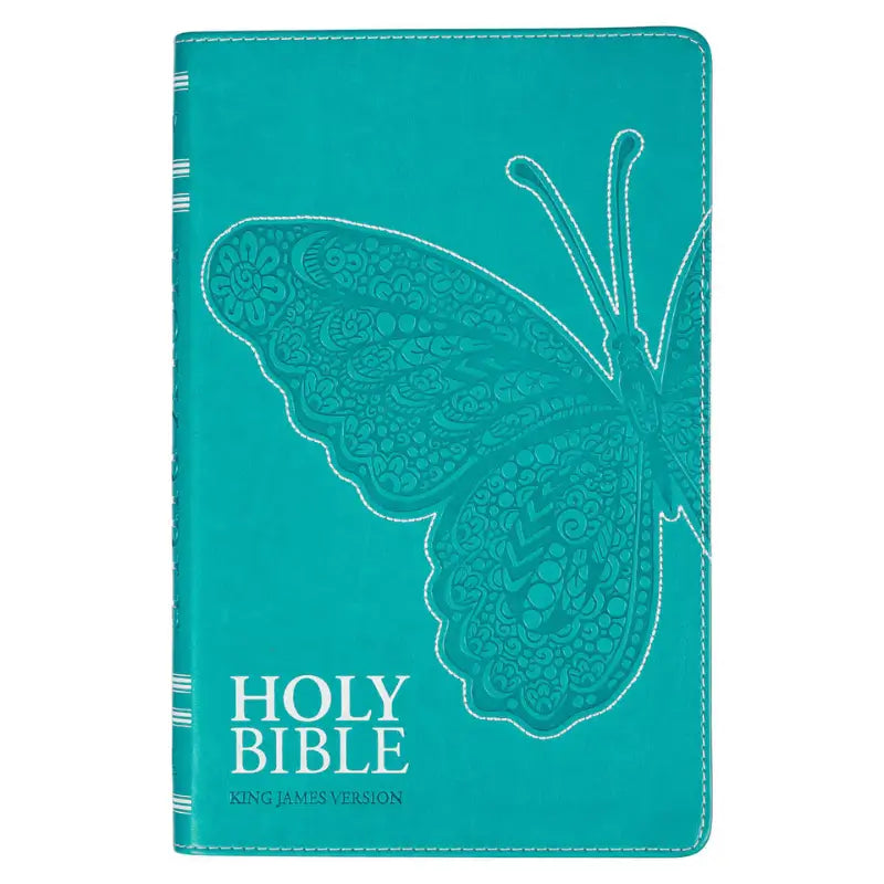 Teal Butterfly Faux Leather King James Version Gift Edition Bible Main image