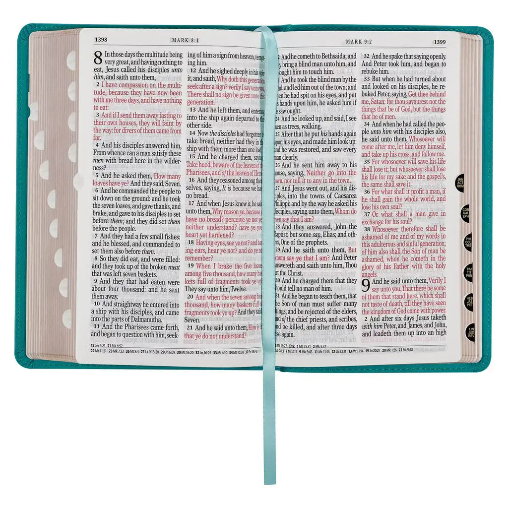 Teal Faux Leather Giant Print Standard-Size King James Version Bible with Thumb Index