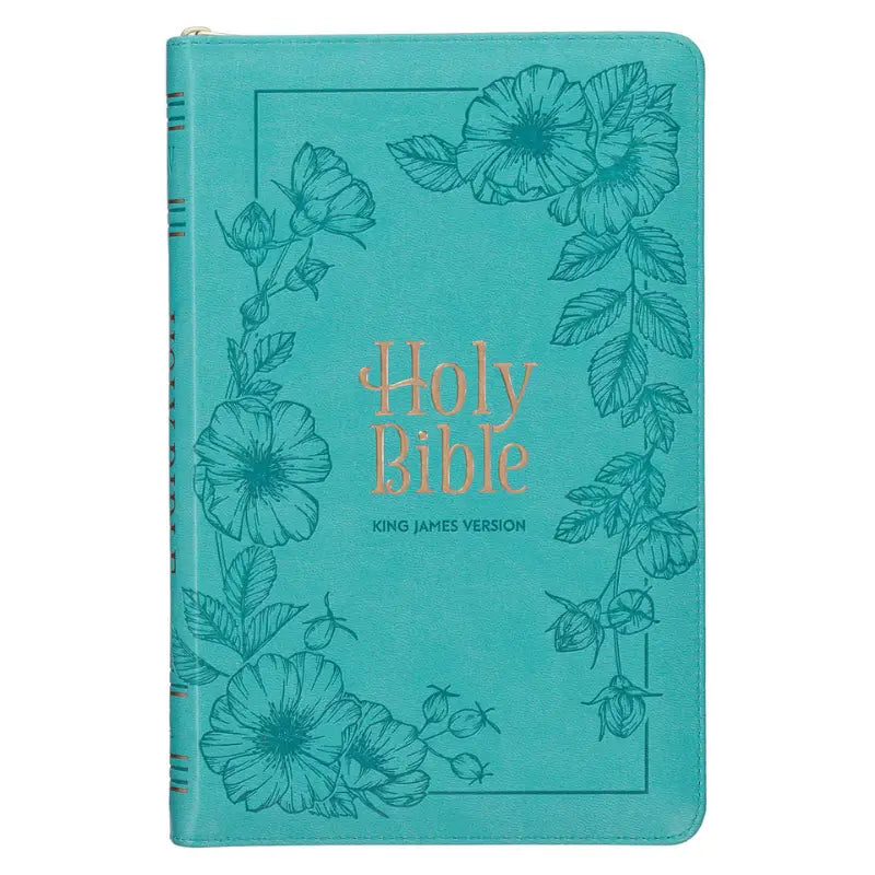 Teal Faux Leather King James Version Deluxe Gift Bible with Thumb Index & Zippered Closure Main image