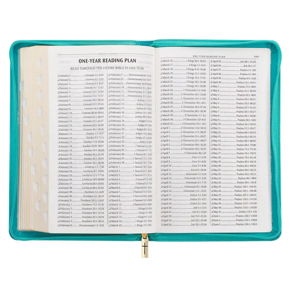 Teal Faux Leather King James Version Deluxe Gift Bible with Thumb Index & Zippered Closure