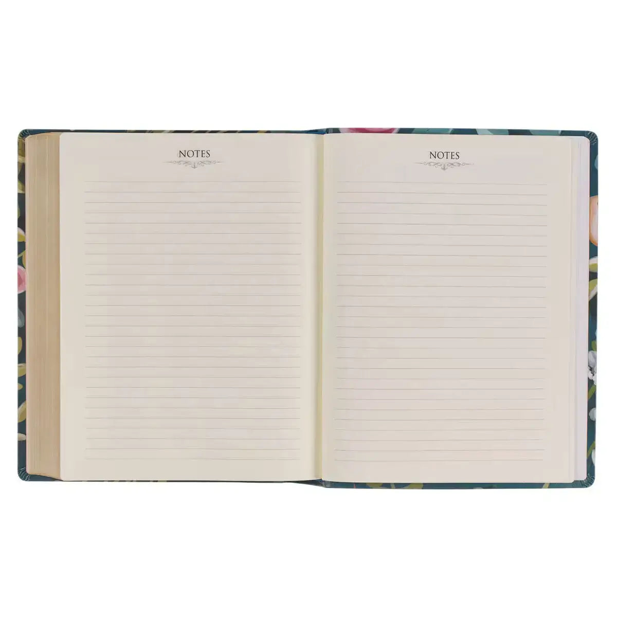 Teal Floral Ally Collection Large Print Faux Leather King James Version Note-taking Bible - Matthew 22:37