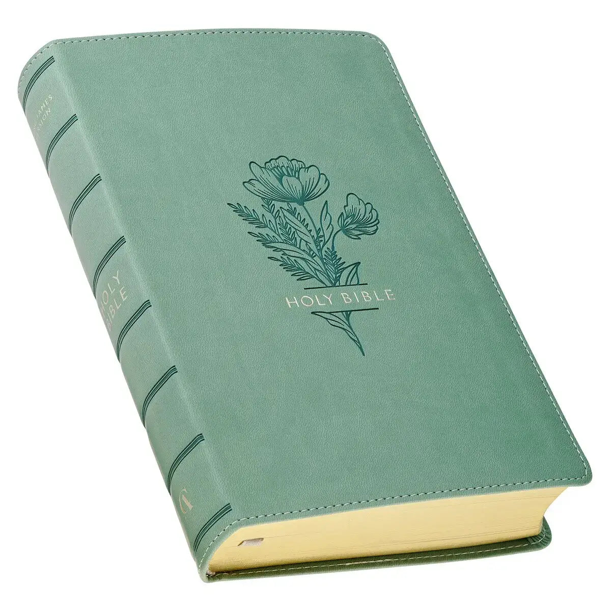 Teal Floral Faux Leather Giant Print Standard-size King James Version Bible with Thumb Index