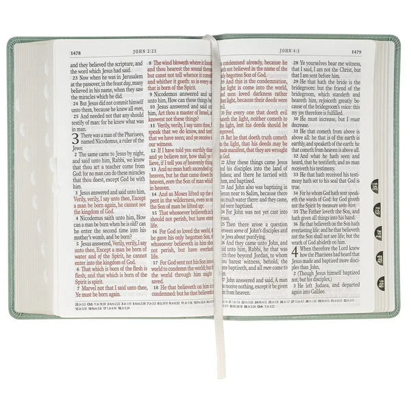 Teal Floral Faux Leather Giant Print Standard-size King James Version Bible with Thumb Index