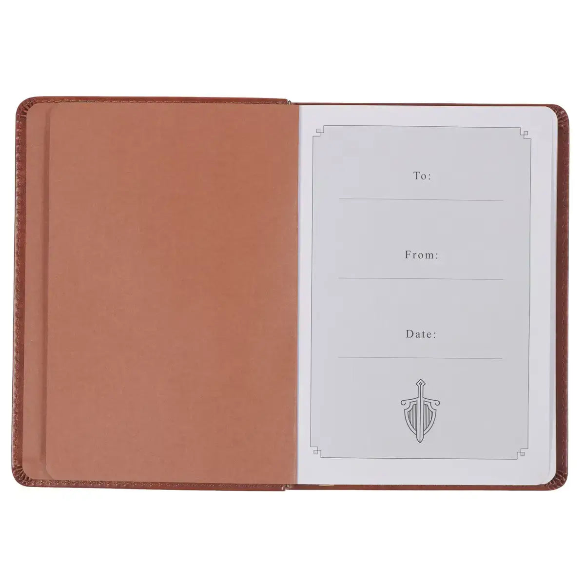 The Sword & Shield Saddle Tan Faux Leather Devotional
