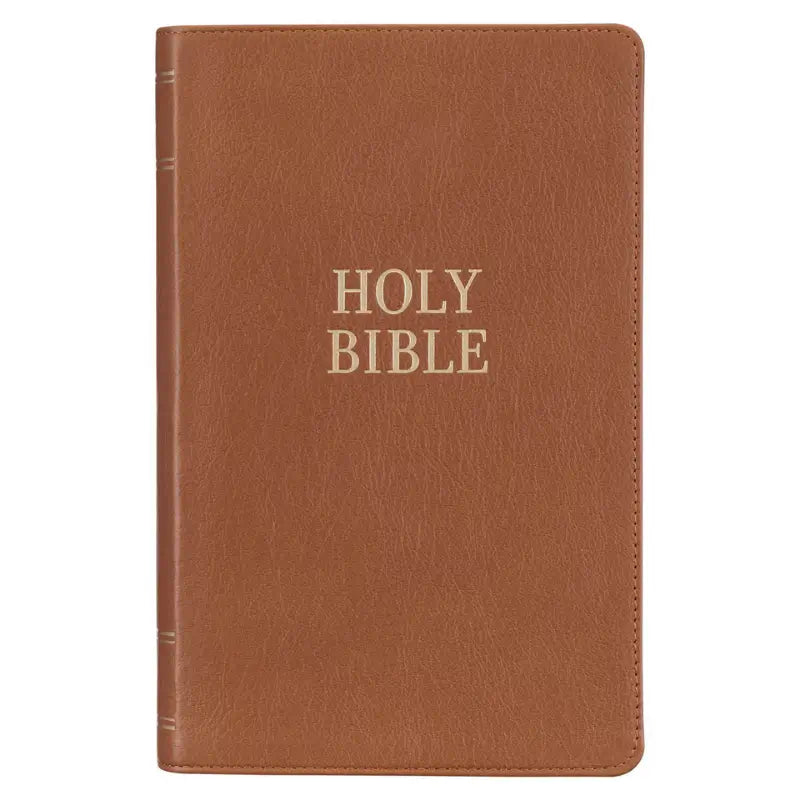 Toffee Brown Full Grain Leather Giant Print King James Version Bible with Thumb Index Main image