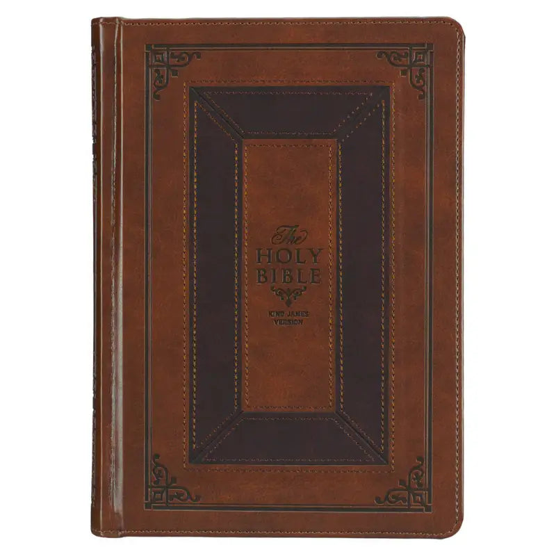 Toffee & Burgundy Faux Leather Hardcover King James Version Study Bible with Thumb Index Main image