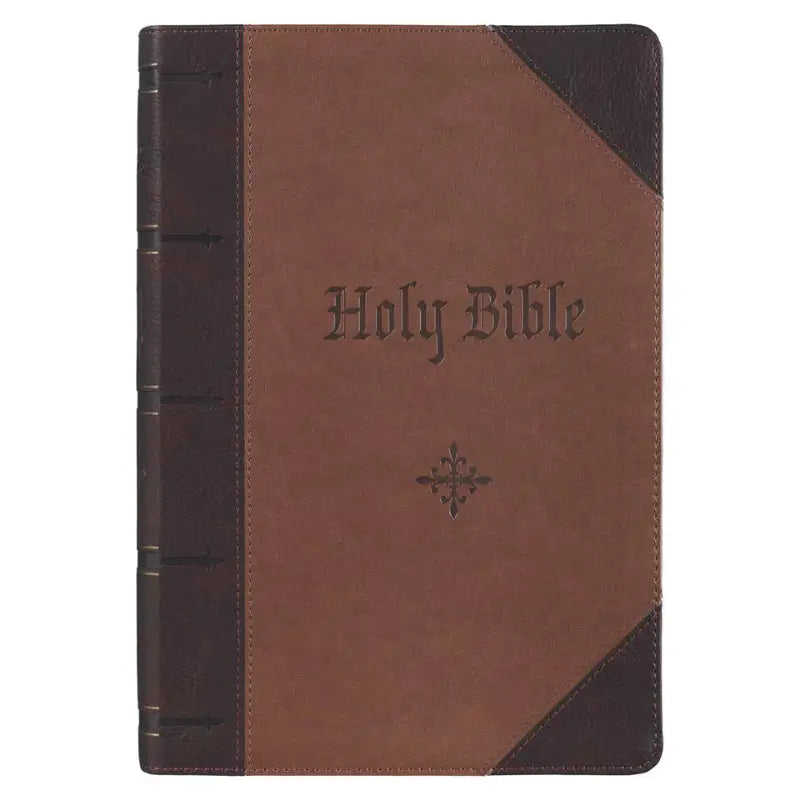 Two-tone Brown Faux Leather Giant Print Full-size King James Version Bible with Thumb Index Main image