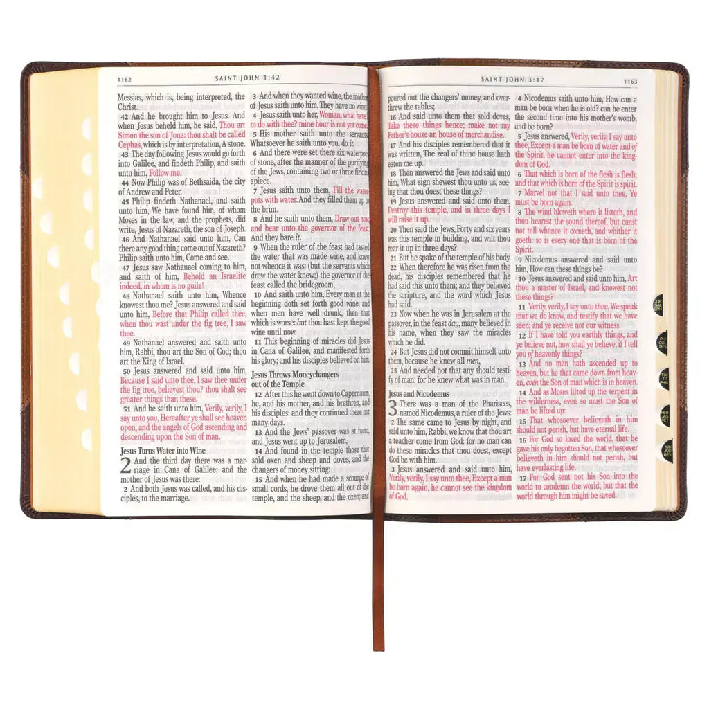 Two-tone Brown Faux Leather Giant Print Full-size King James Version Bible with Thumb Index