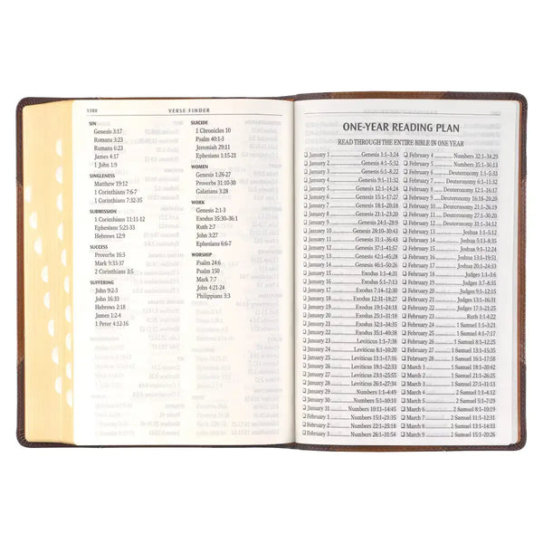 Two-tone Brown Faux Leather Giant Print Full-size King James Version Bible with Thumb Index