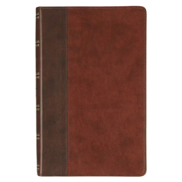 Two-Tone Brown Faux Leather Giant Print Standard-size King James Version Bible with Thumb Index
