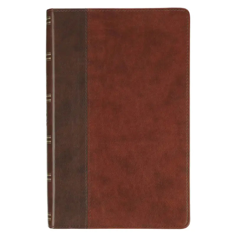 Two-Tone Brown Faux Leather Giant Print Standard-size King James Version Bible with Thumb Index Main image