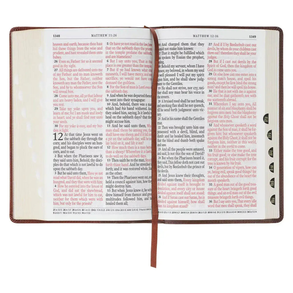 Two-Tone Brown Faux Leather Giant Print Standard-size King James Version Bible with Thumb Index
