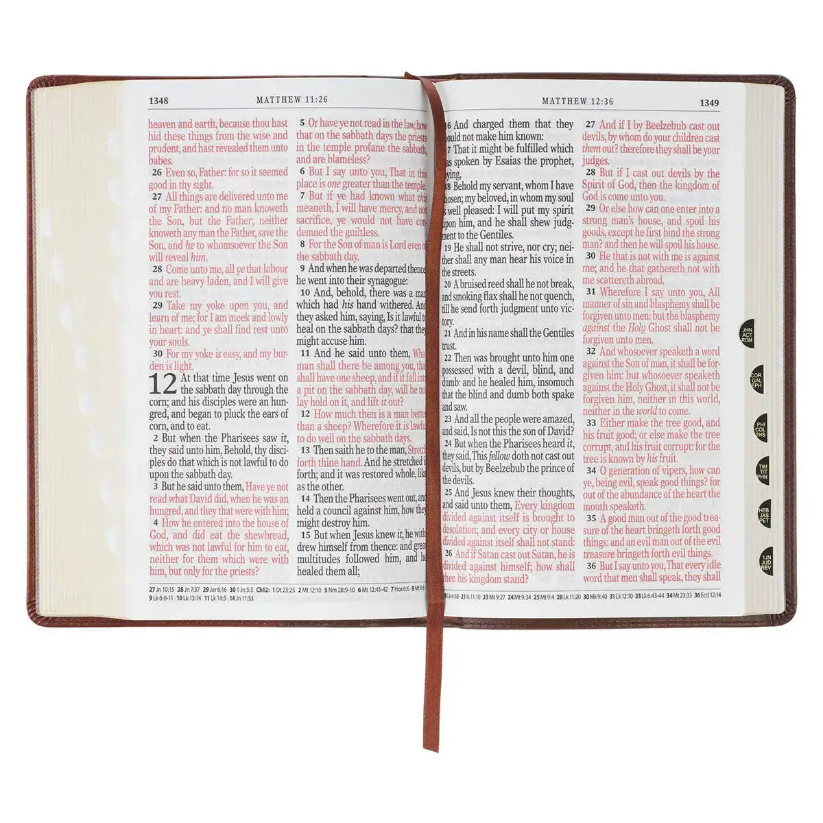 Two-Tone Brown Faux Leather Giant Print Standard-size King James Version Bible with Thumb Index