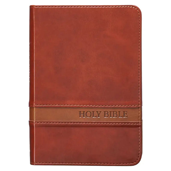 Two-tone Brown Faux Leather Large Print Compact King James Version Bible