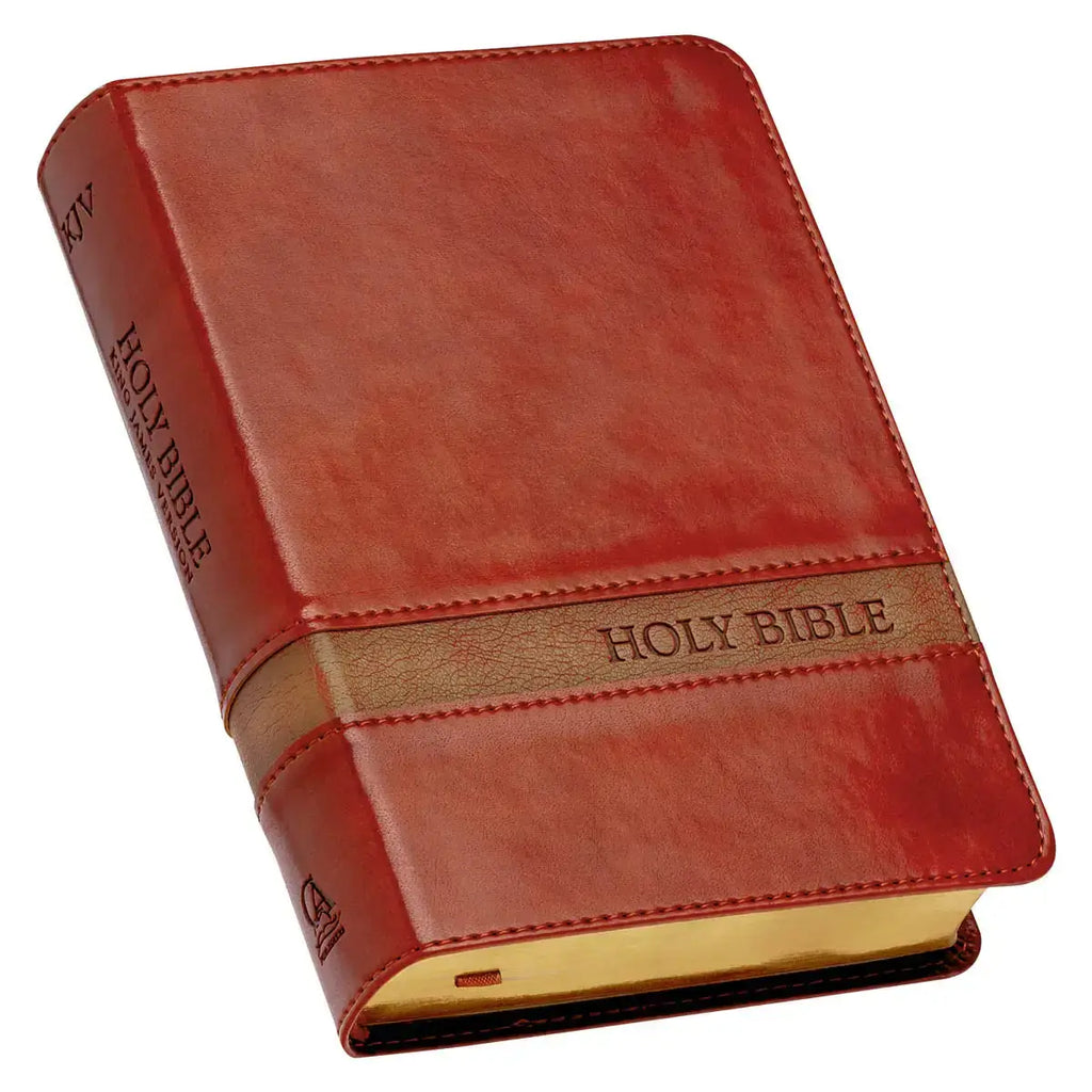 Two-tone Brown Faux Leather Large Print Compact King James Version Bible