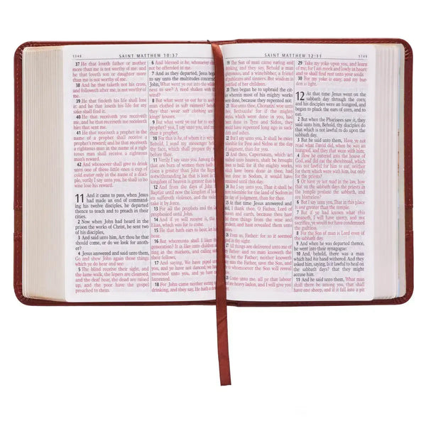 Two-tone Brown Faux Leather Large Print Compact King James Version Bible