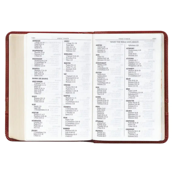Two-tone Brown Faux Leather Large Print Compact King James Version Bible