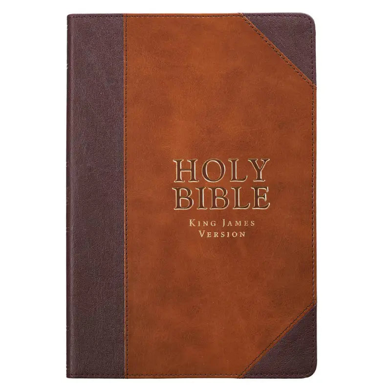Two-tone Brown Faux Leather Large Print Thinline King James Version Bible Main image