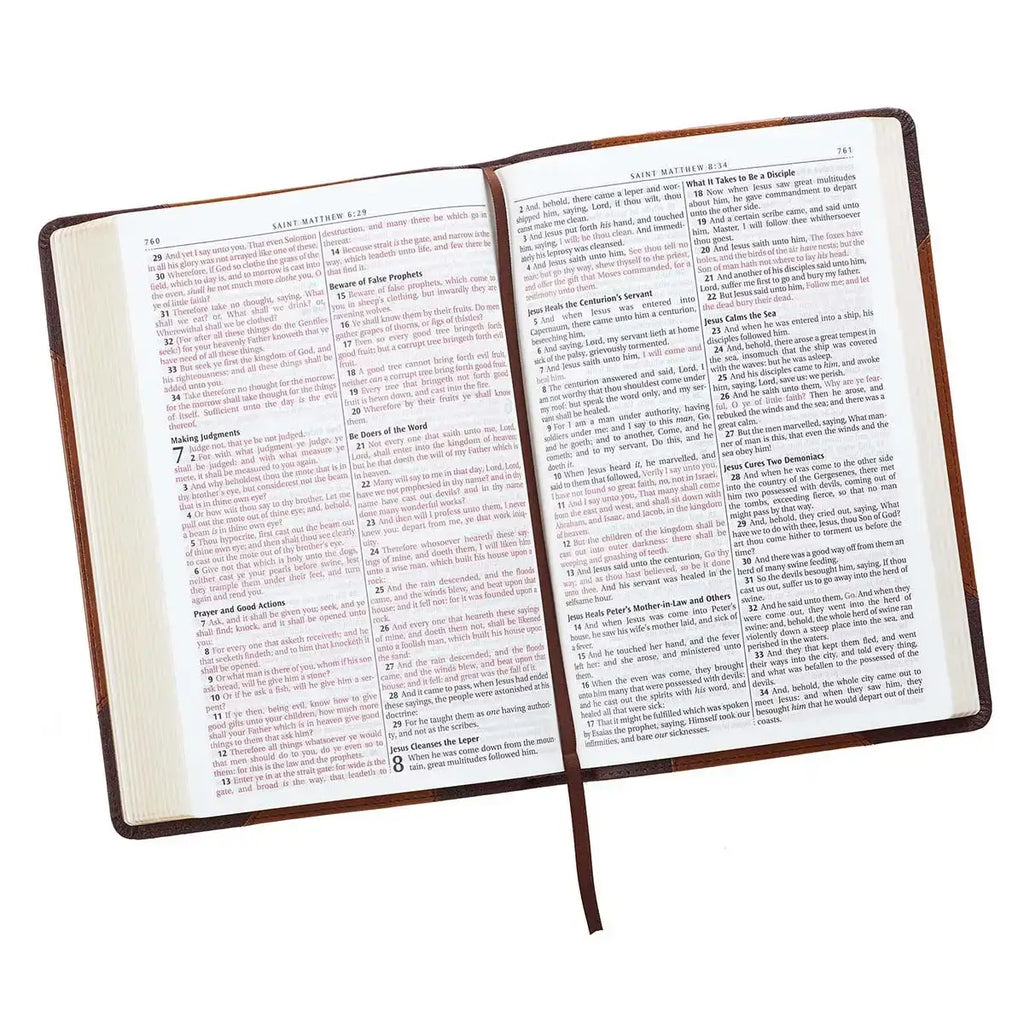 Two-tone Brown Faux Leather Large Print Thinline King James Version Bible