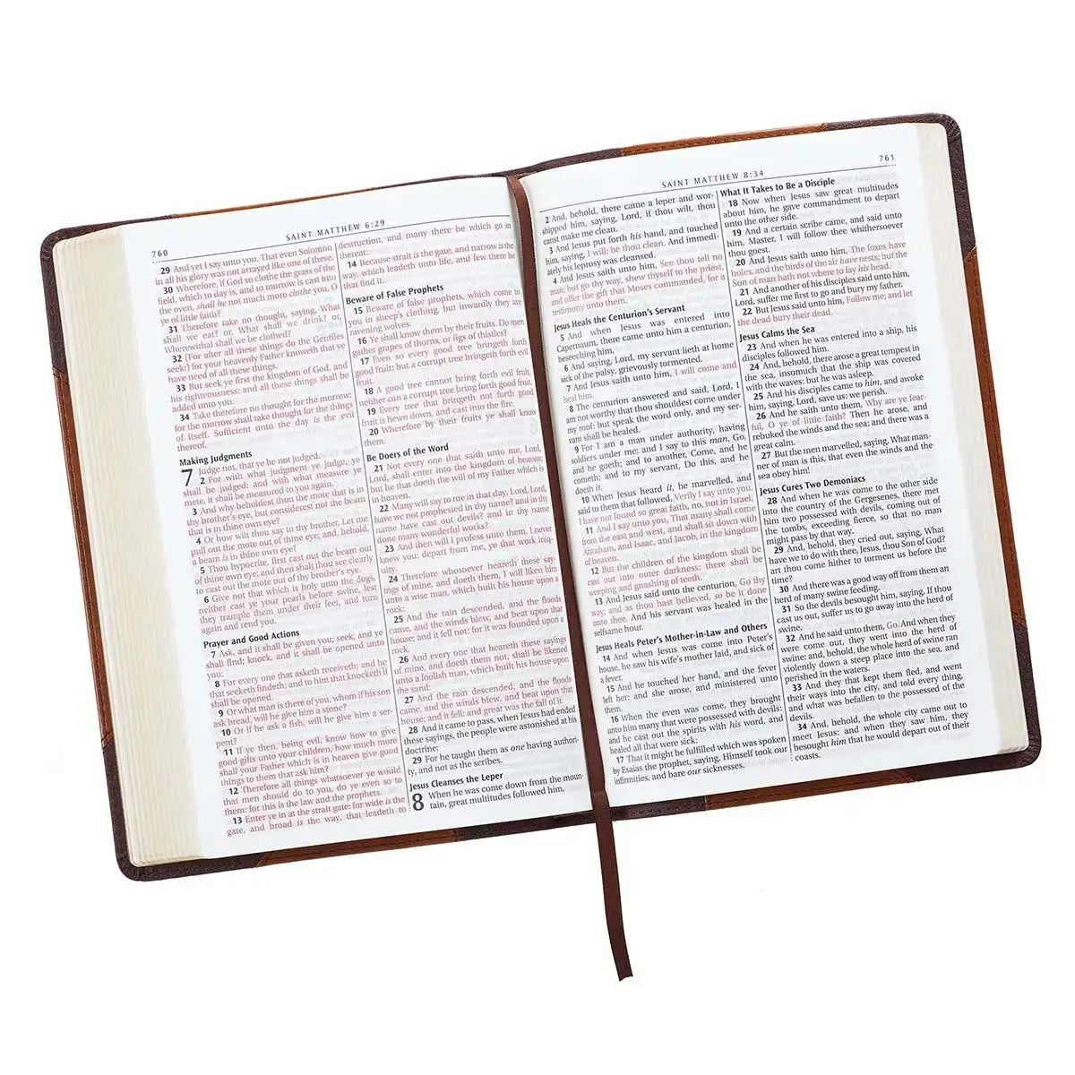 Two-tone Brown Faux Leather Large Print Thinline King James Version Bible